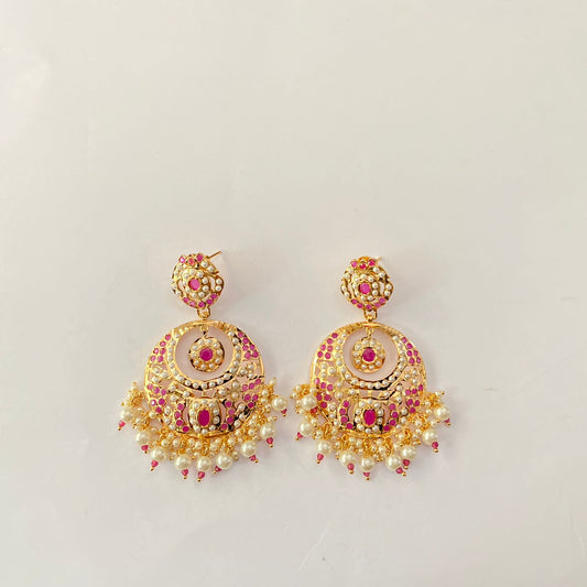 Gold Plated Ruby Jadau Earring