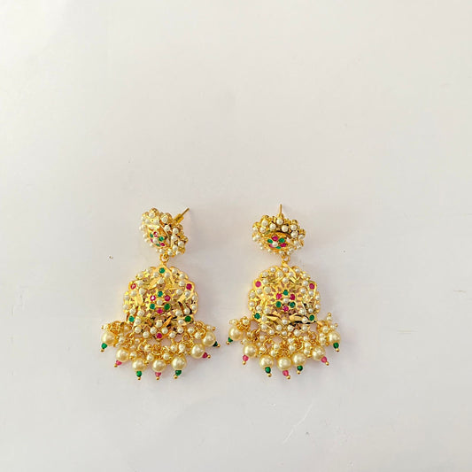 Multi Gold Plated Jadau Earring