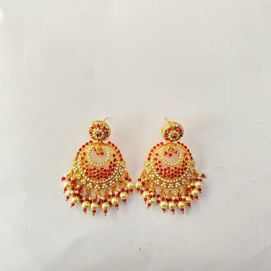 Ruby Gold Plated Jadau Earring