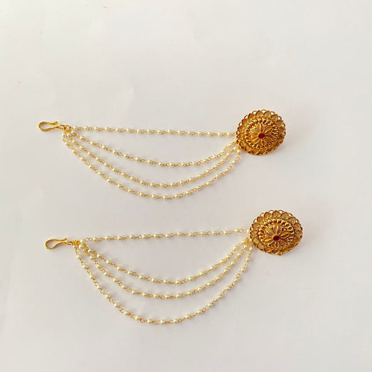 Gold Plated Ruby Stud With Kaan Chain
