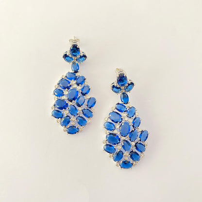 Blue Diamond Silver Plated Classic Earring