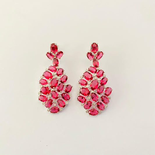 Ruby Diamond Silver Plated Classic Earring