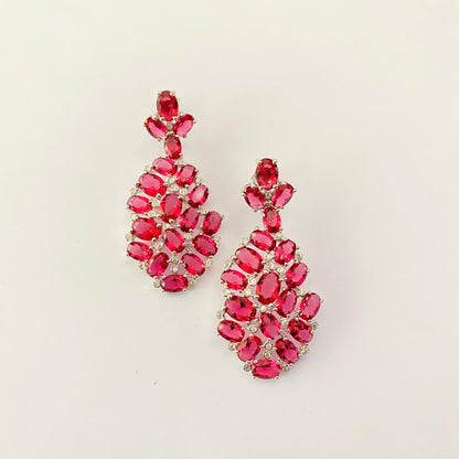 Ruby Diamond Silver Plated Classic Earring