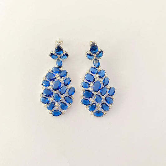 Blue Diamond Silver Plated Classic Earring
