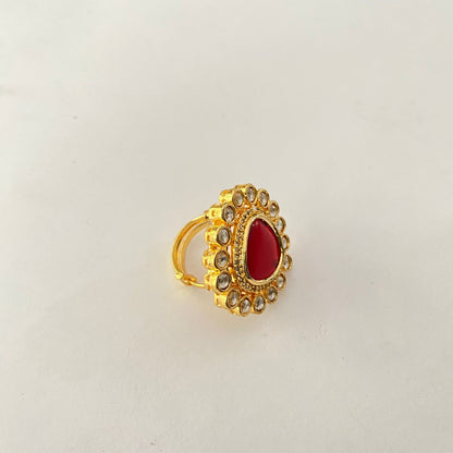 Ruby Gold plated Kundan Ring