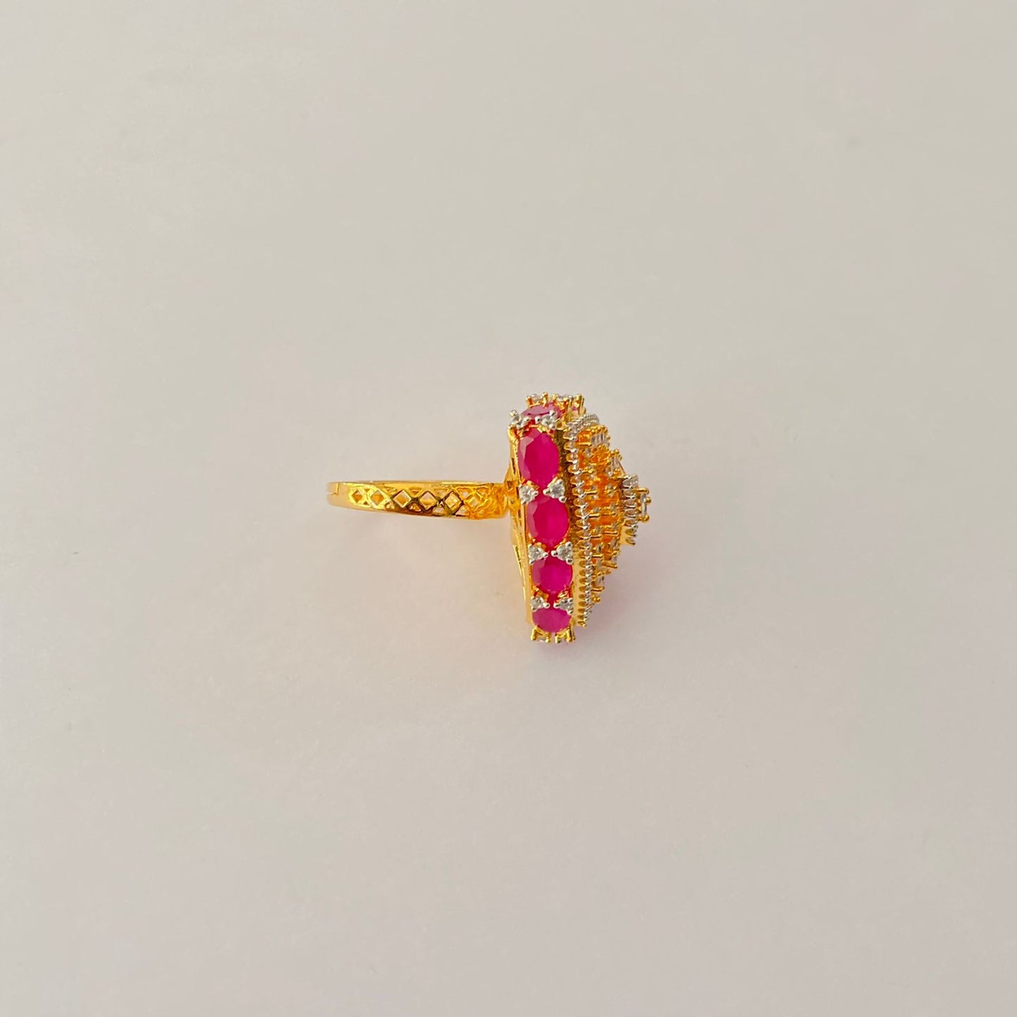 Ruby Gold Plated adjustable Ring