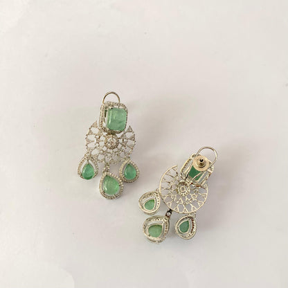 Pink Mint Silver plated multi Layer Diamond Necklace Set