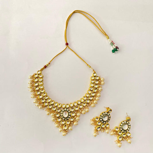 Kundan Polki Gold Plated with pearl Necklace Set