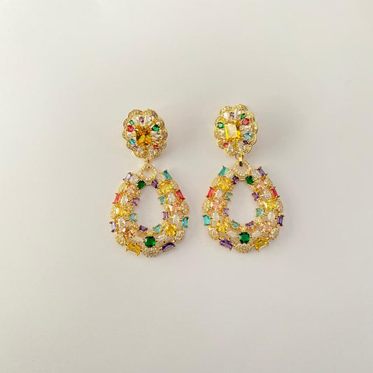 Multi Diamond Classic party wear Earring