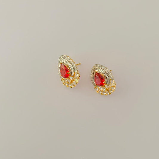 Ruby Gold plated classic Big Stud Earring