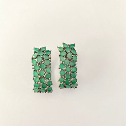 Green Stone Victorian Hoop earring