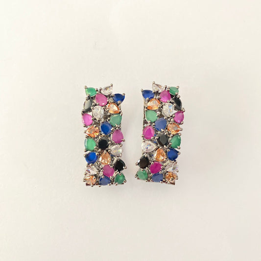 Multi Stone Victorian Hoop Earring