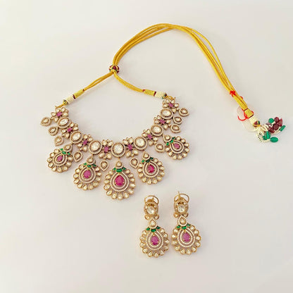 Ruby polki emerald latest design semi bridal Necklace Set