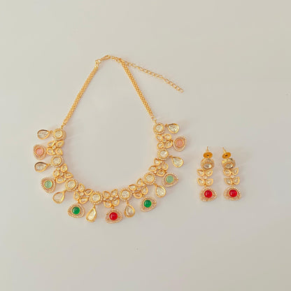 Multi Polki Gold plated latest design Necklace Set