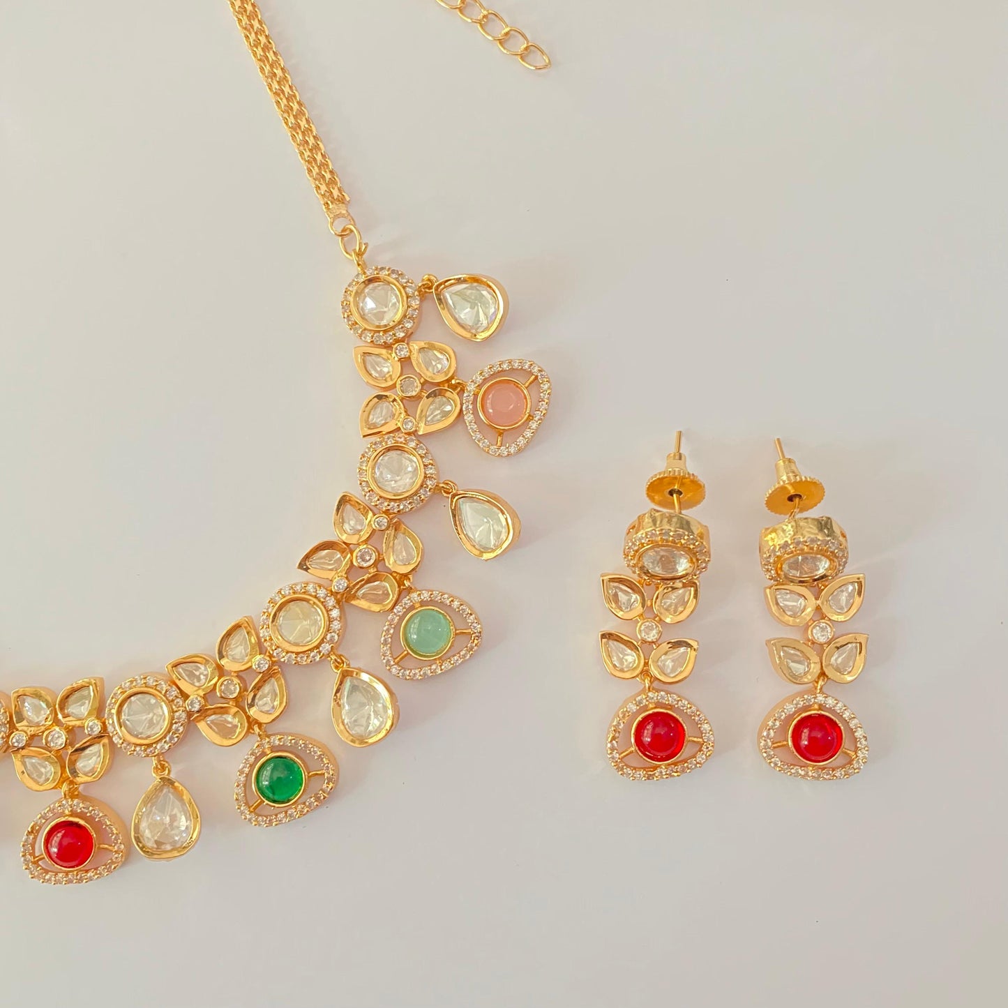 Multi Polki Gold plated latest design Necklace Set