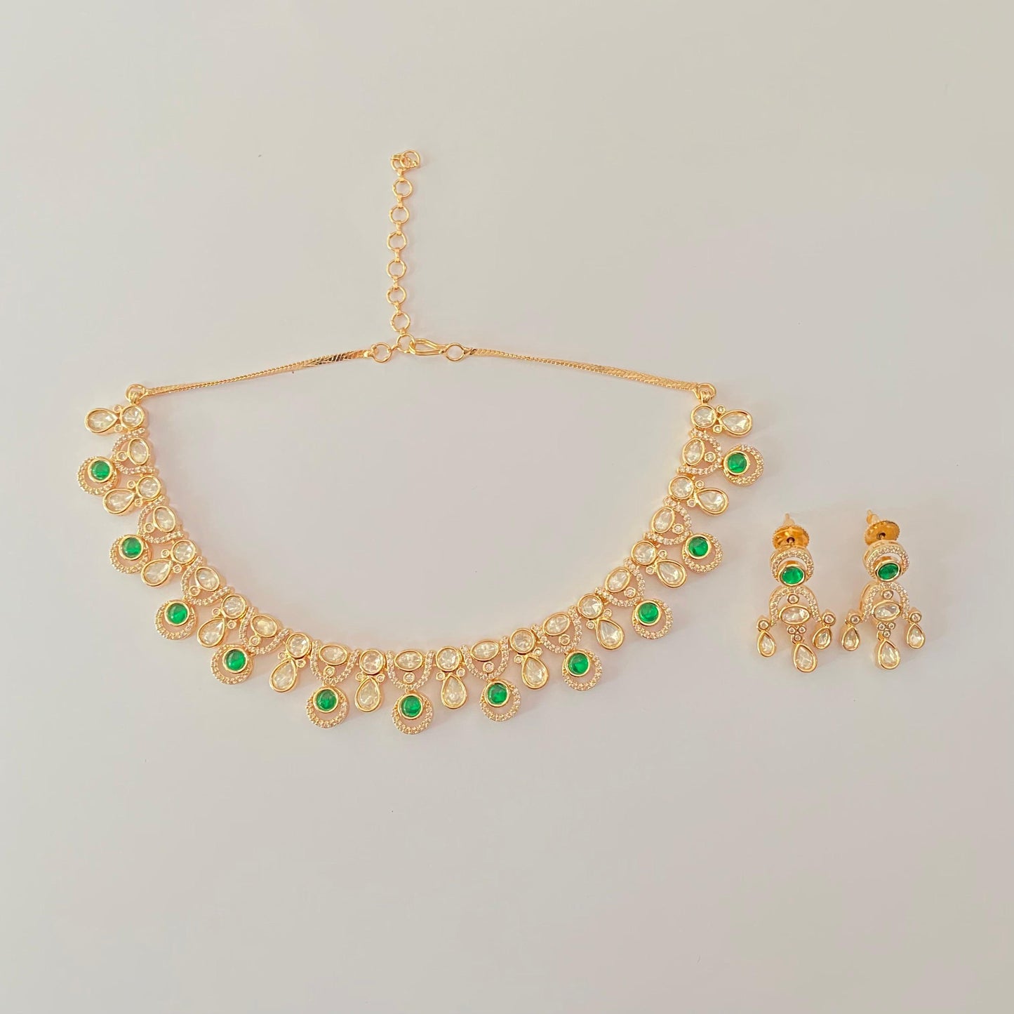 Emerald Polki gold plated Latest design Necklace Set
