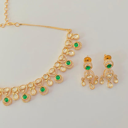 Emerald Polki gold plated Latest design Necklace Set