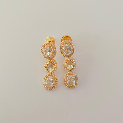 Polki Gold plated with Pearl single line Necklace Set