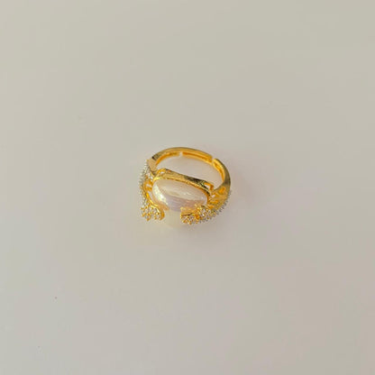Gold Platedpearl with Diamond Ring
