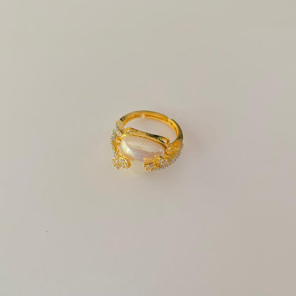 Gold Platedpearl with Diamond Ring