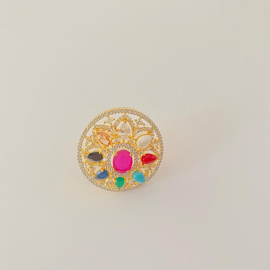 Multi color Gold Plated with diamond Ring