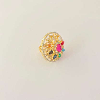 Multi color Gold Plated with diamond Ring