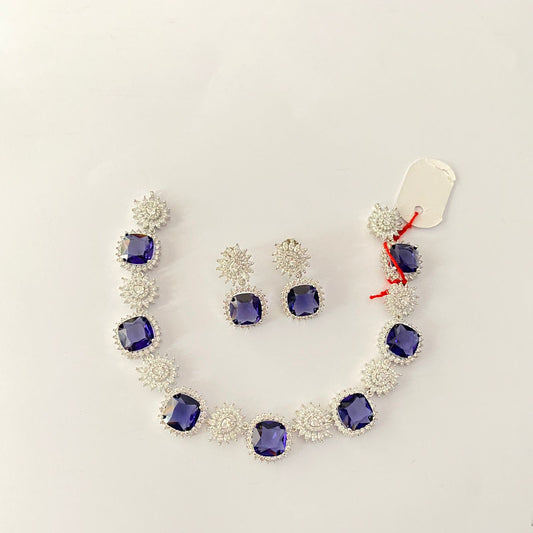Blue Diamond classic design  Necklace Set