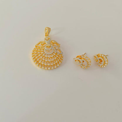 Diamond  Gold Plated latest design Pendant Set