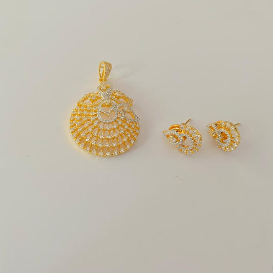 Diamond  Gold Plated latest design Pendant Set