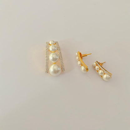 Diamond  pearl Gold Plated latest design Pendant Set