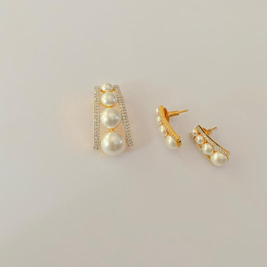 Diamond  pearl Gold Plated latest design Pendant Set