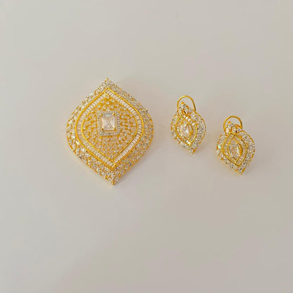 Diamond Gold Plated  latest design Big Pendant Set