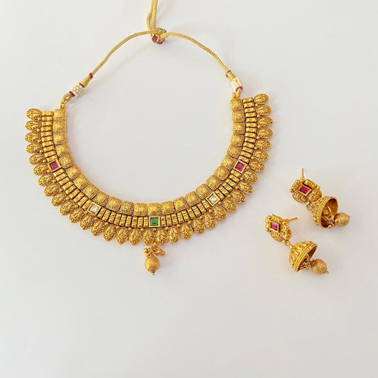 Gold Plated Temple latest Design Necklace Set