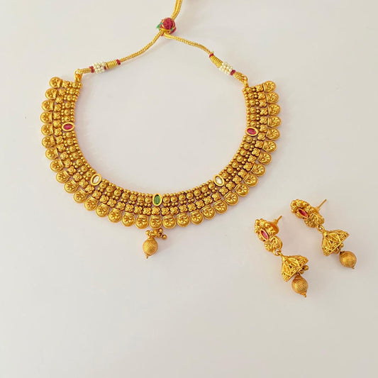 Gold Plated Temple latest Design Necklace Set