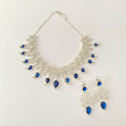 Diamond Blue Classic party wear Necklace Set