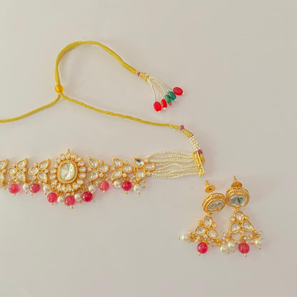 Polki Kundan with pearl ruby stone choker set