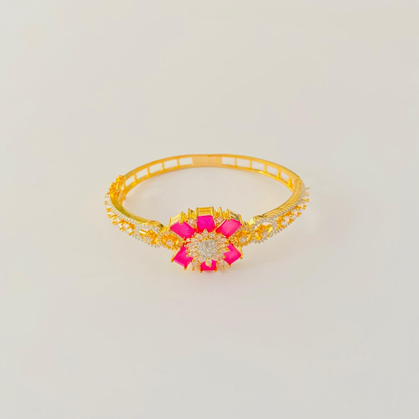 Gold Plated Ruby Openable Bracelet Latest Design