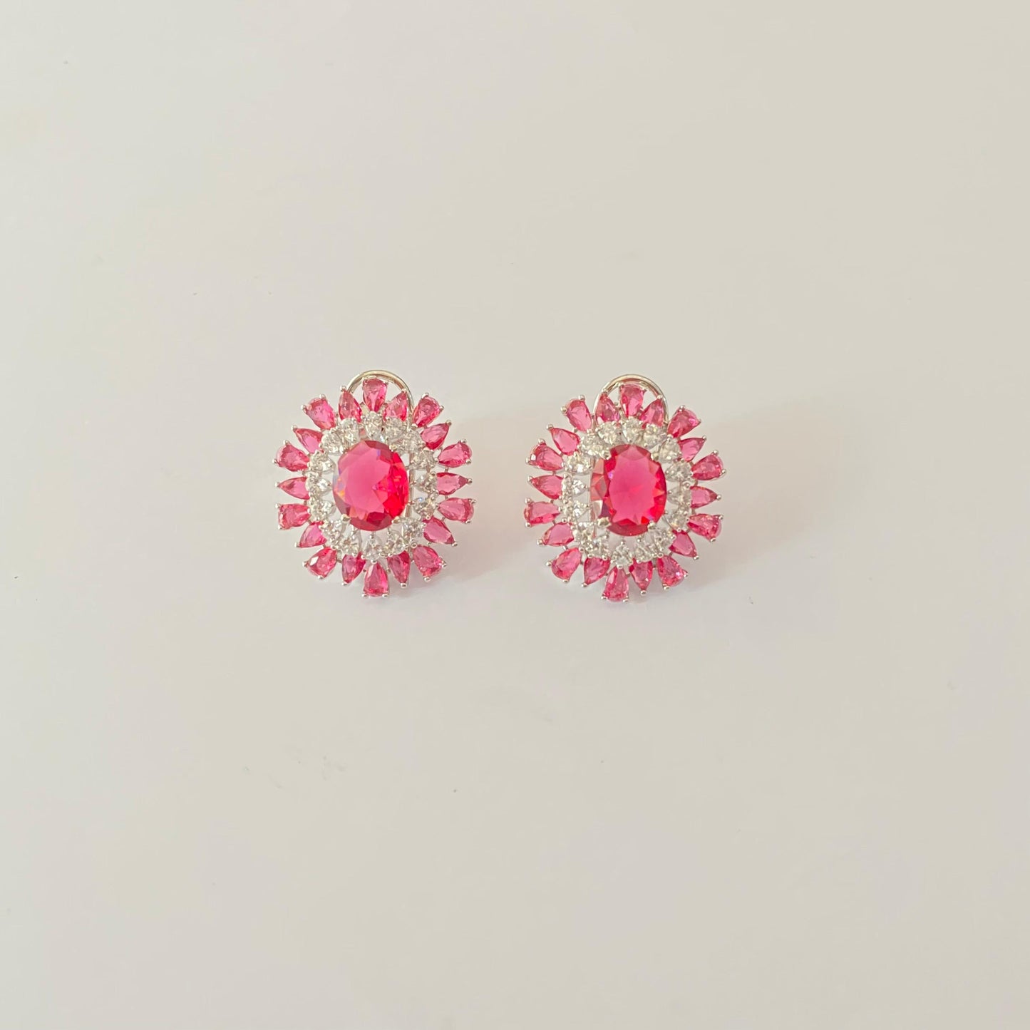 Ruby Silver Plated Stud with Back Clip