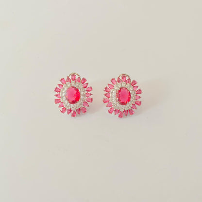 Ruby Silver Plated Stud with Back Clip