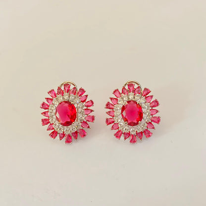 Ruby Silver Plated Stud with Back Clip