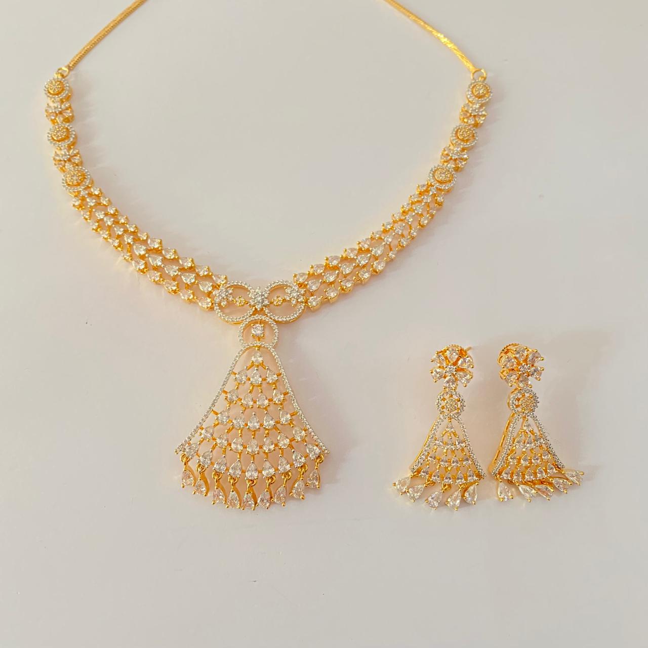 Gold plated diamond Necklace set for women