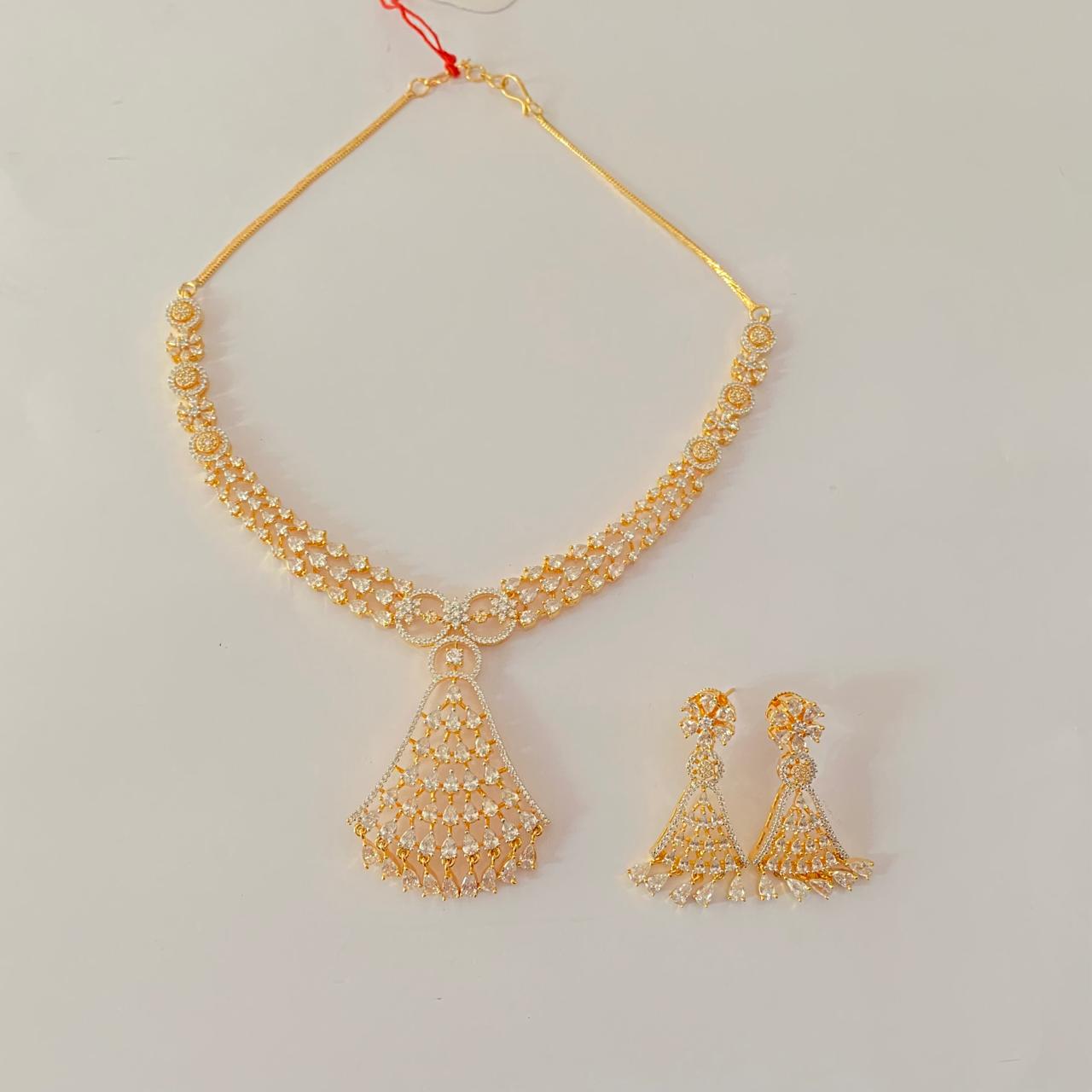 Gold plated diamond Necklace set for women