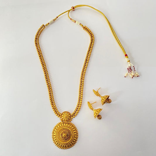 Gold Plated Temple Traditional Long Necklace Set