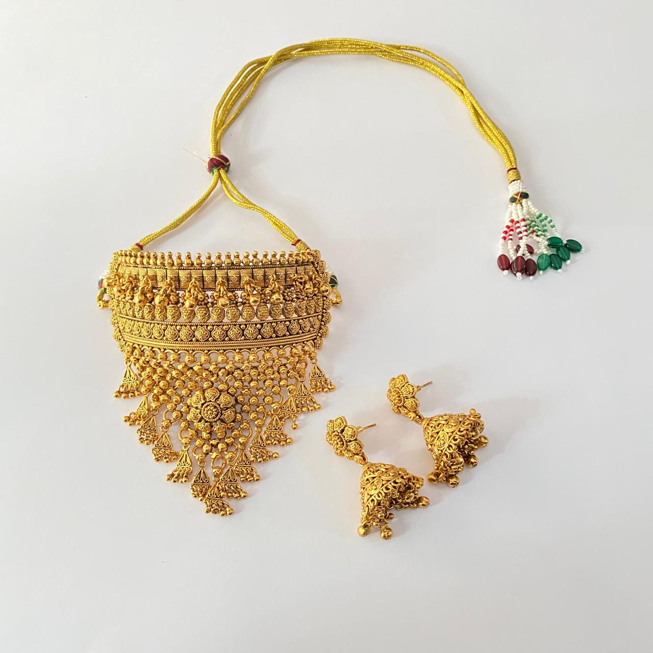 Gold Plated Temple Traditional Choker Necklace