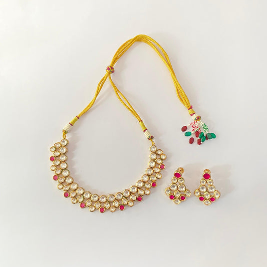 Kundan with Ruby Necklace Set Latest Design