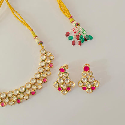 Kundan with Ruby Necklace Set Latest Design