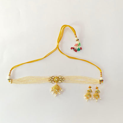 Gold Finish Polki Kundan Chokar Set