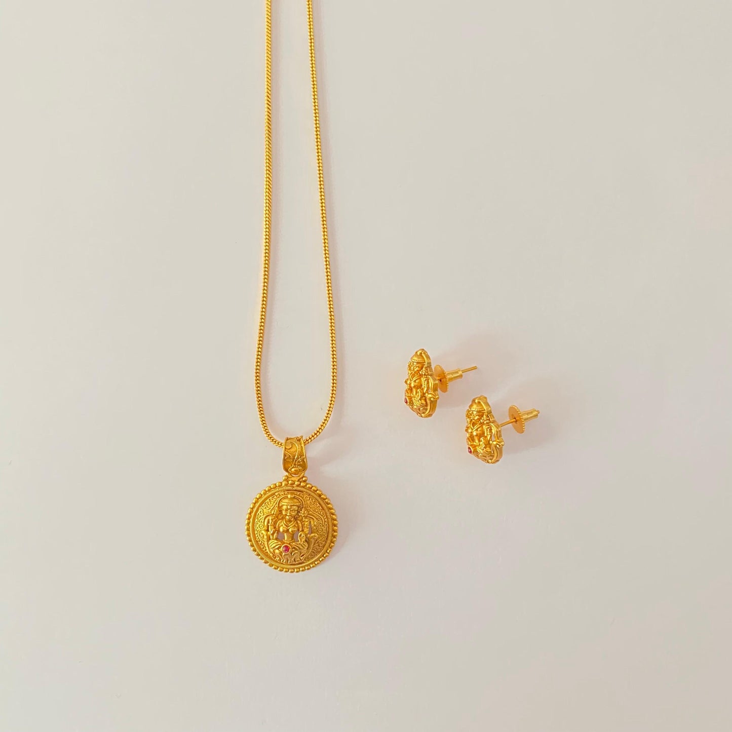 Antique Gold Plated Lakshmi Pendant Set