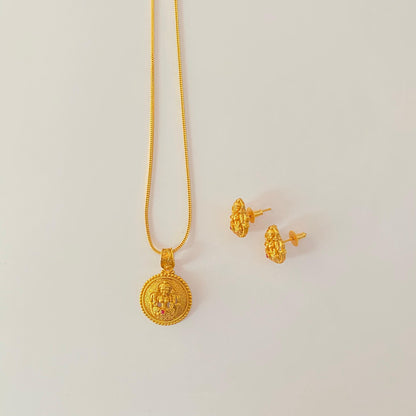 Antique Gold Plated Lakshmi Pendant Set
