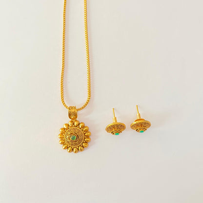 Antique Gold Plated Pendant Set Latest Design